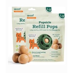 2 Packs Woof Pupsicle Refill Pops - Low-Mess Dog Snack Peanut Butter & Beef Lg